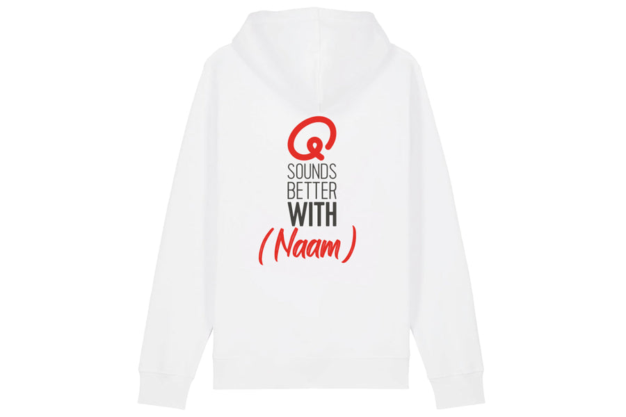 Hoodie - Q Sounds Better With You - gepersonaliseerd - wit - afbeelding 1